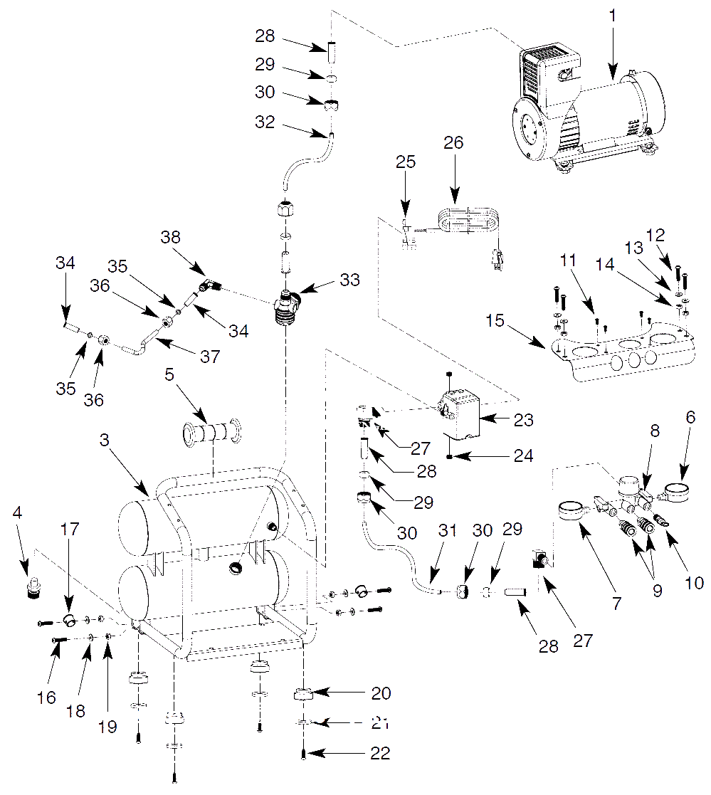 Air-Compressor Parts Diagram and Parts List for OF25135A  Campbell Hausfeld Compressor